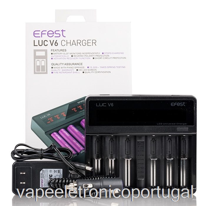 Vape Eletrônico Efest Luc V6 Carregador Universal Lcd De 6 Baias