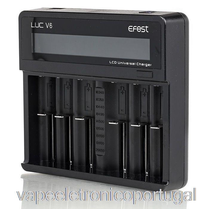 Vape Eletrônico Efest Luc V6 Carregador Universal Lcd De 6 Baias