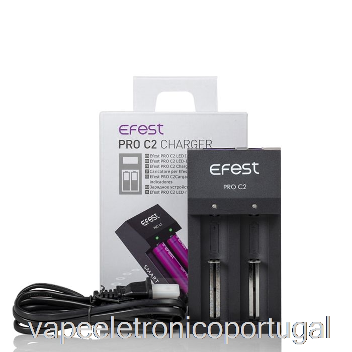 Vape Eletrônico Efest Pro C2 Carregador De Bateria Inteligente De 2 Baias