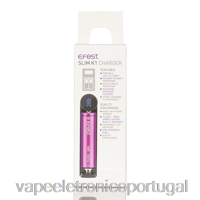Vape Eletrônico Efest Slim K1 Carregador De Bateria De Slot único