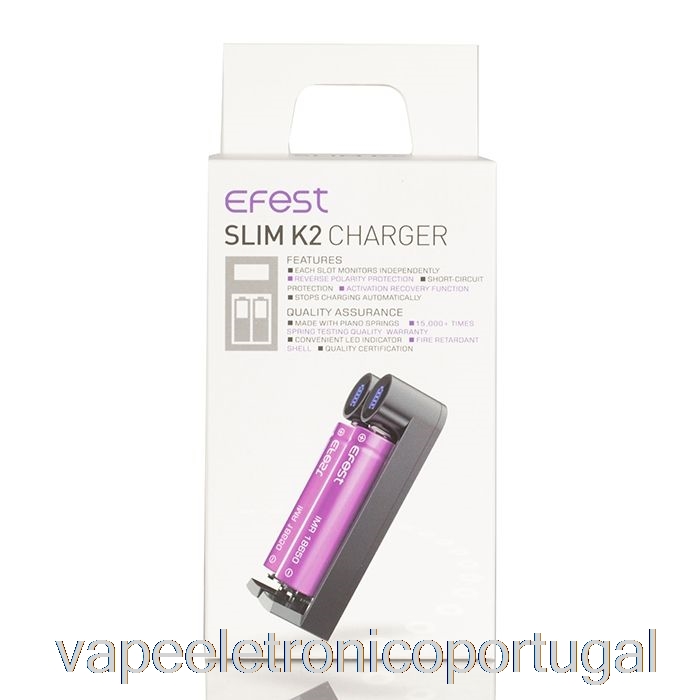 Vape Eletrônico Efest Slim K2 Carregador De Bateria De Dois Slots