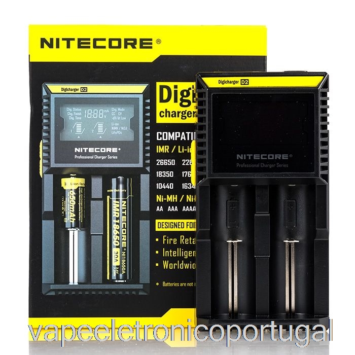 Carregador De Bateria Vape Eletrônico Nitecore D2 (2 Baias)