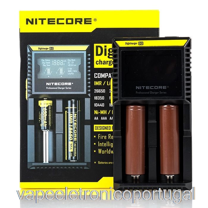 Carregador De Bateria Vape Eletrônico Nitecore D2 (2 Baias)