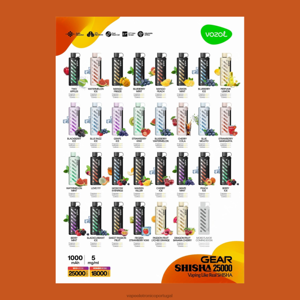 Vape Portugal - VOZOL shisha de engrenagem 25000 HHPB61