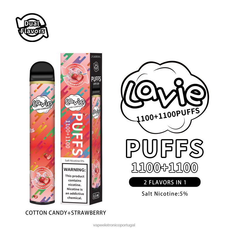 Vape Recarregável - LAVIE BAR Switch 2.200 baforadas algodão doce/morango 0P2FJ293
