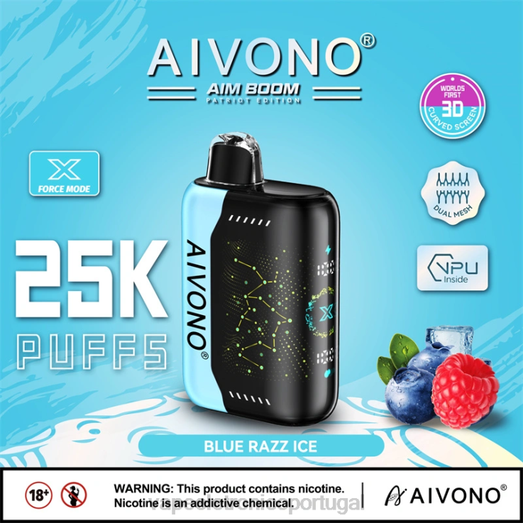 Líquidos Vape Portugal - Aivono AIM BOOM 25.000 gelo azul DD0P8345