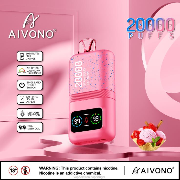 Líquidos Vape Portugal - Aivono AIM magic 20.000 sorvete de morango DD0P880