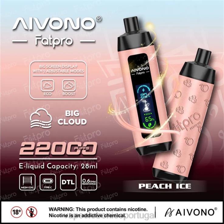 Líquidos Vape Portugal - Aivono Fatpro 22.000 gelo de pêssego DD0P85