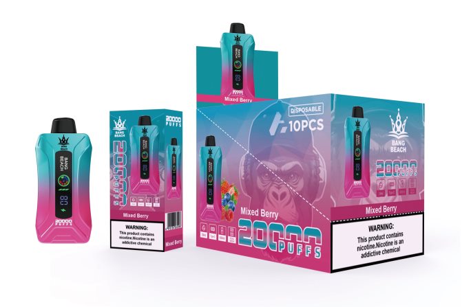 Líquidos Vape Portugal - Bang Beach Vape de tela inteligente de 20.000 sopros baga mista BTPPHP5