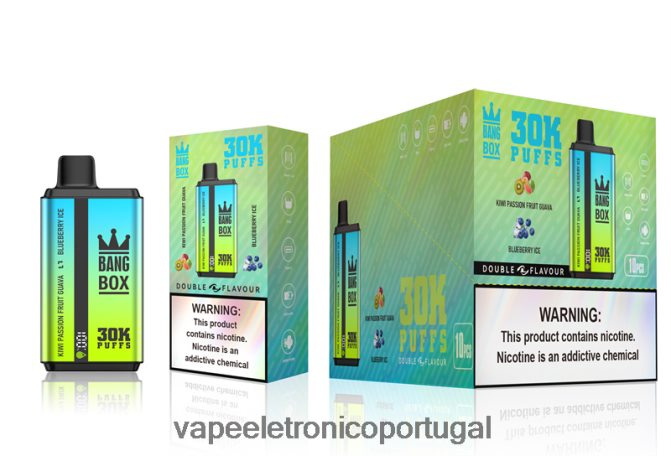 Líquidos Vape Portugal - Bang Box 30.000 baforadas sabores duplos kiwi, maracujá, goiaba e sorvete de mirtilo BTPPHP65
