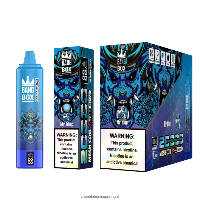 Líquidos Vape Portugal - Bang Box Tela inteligente de 20.000 baforadas senhor azul BTPPHP60