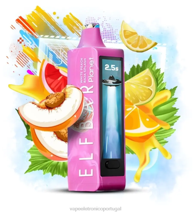 Líquidos Vape Portugal - Elf Bar Planet 25.000 respingo de pêssego branco baja V4X8620
