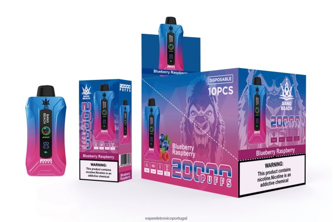 Vape Descartavel - Bang Beach Vape de tela inteligente de 20.000 sopros framboesa mirtilo BTPPHP12