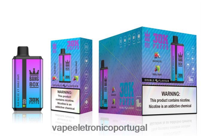 Vape Descartavel - Bang Box 30.000 baforadas sabores duplos gelo razz azul e uva dupla BTPPHP72