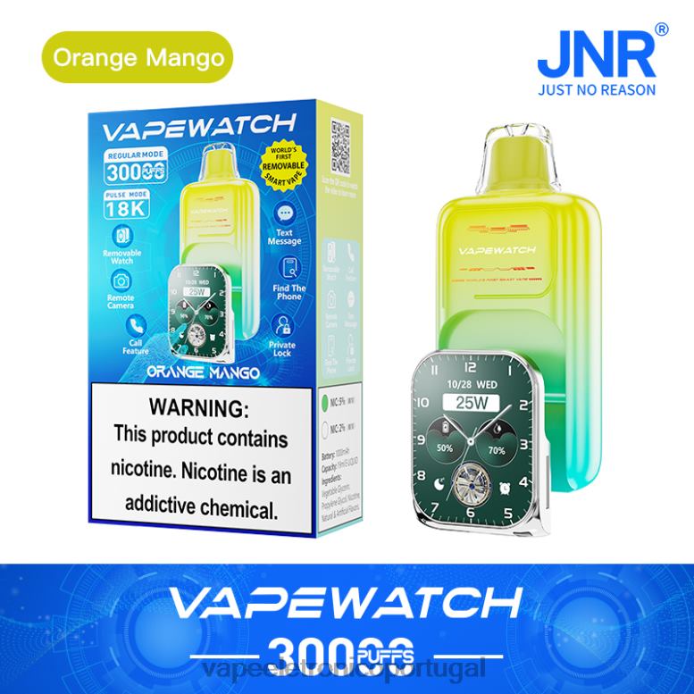 Vape Descartavel T60HV2 JNR relógio vaporizador manga laranja