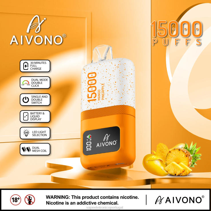 Vape Eletronico - Aivono AIM magic 15.000 abacaxi manga DD0P869