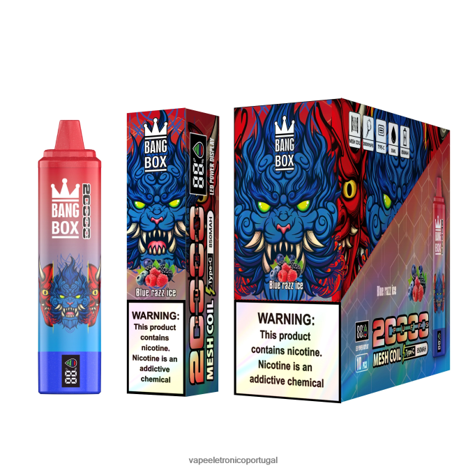Vape Eletronico - Bang Box Tela inteligente de 20.000 baforadas gelo azul BTPPHP59