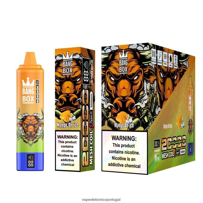 Vape Eletronico - Bang Box Tela inteligente de 20.000 baforadas manga no gelo BTPPHP54