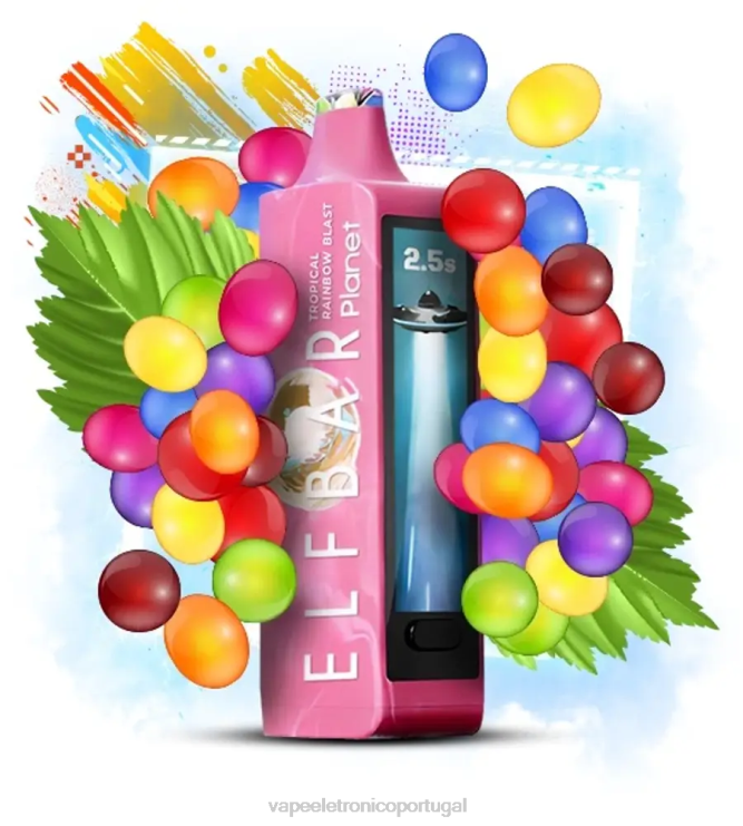 Vape Eletronico - Elf Bar Planet 25.000 explosão de arco-íris tropical V4X8629