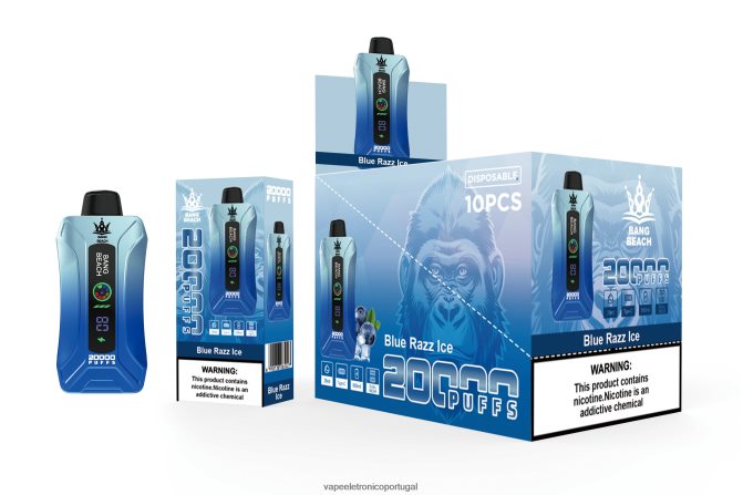 Vape Portugal - Bang Beach Vape de tela inteligente de 20.000 sopros gelo azul BTPPHP11