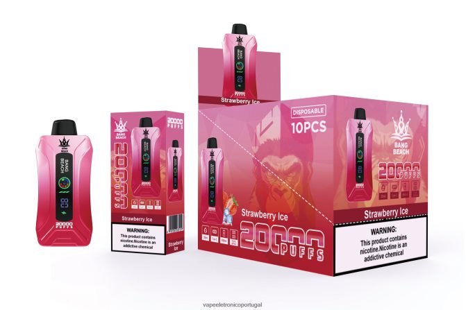 Vape Portugal - Bang Beach Vape de tela inteligente de 20.000 sopros gelo de morango BTPPHP6