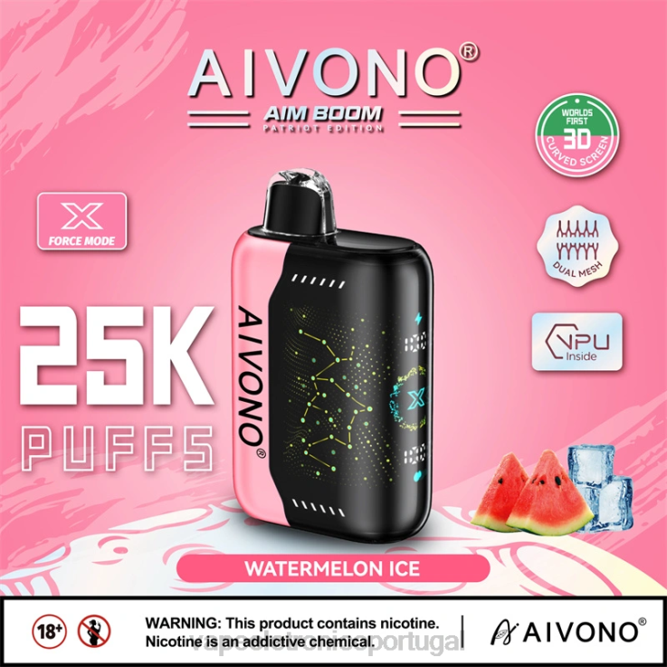 Vape Recarregável - Aivono AIM BOOM 25.000 gelo de melancia DD0P8353