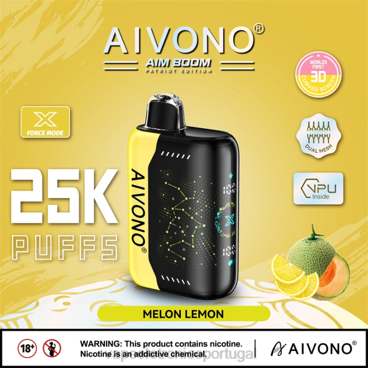 Vape Recarregável - Aivono AIM BOOM 25.000 melão limão DD0P8348