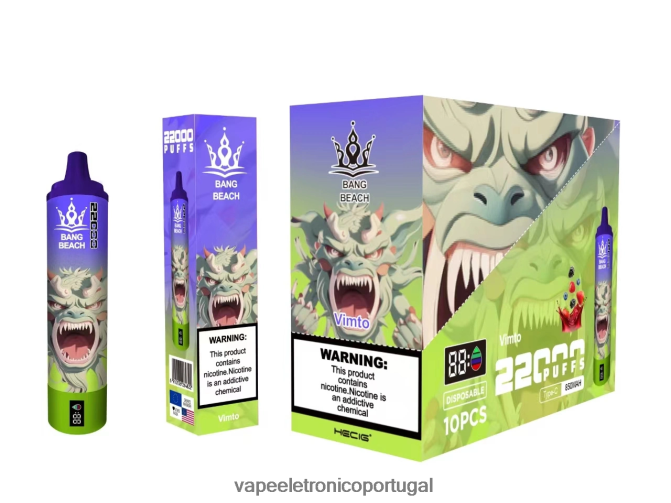 Vape Recarregável - Bang Beach Tela inteligente de 22.000 baforadas vimto BTPPHP18