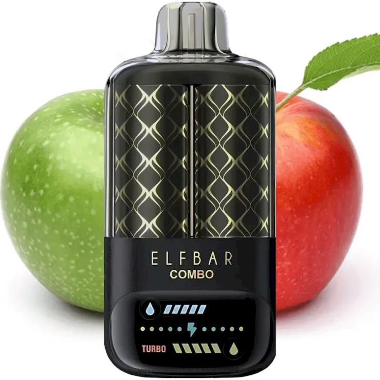 Vape Recarregável - Elf Bar Combo 25.000 maçã verde e shisha de maçã dupla V4X863