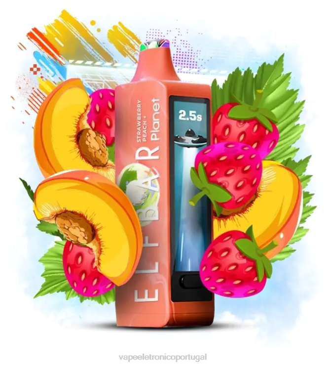 Vape Recarregável - Elf Bar Planet 25.000 pêssego morango V4X8628
