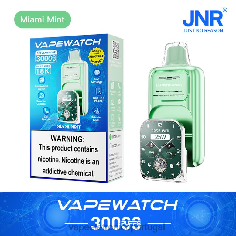 Vape Recarregável T60HV8 JNR relógio vaporizador hortelã de miami