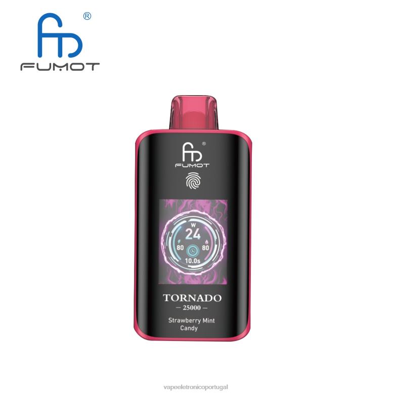 Líquidos Vape Portugal - Fumot Tornado 25.000 vapores descartáveis doce de morango e menta 62X4V15