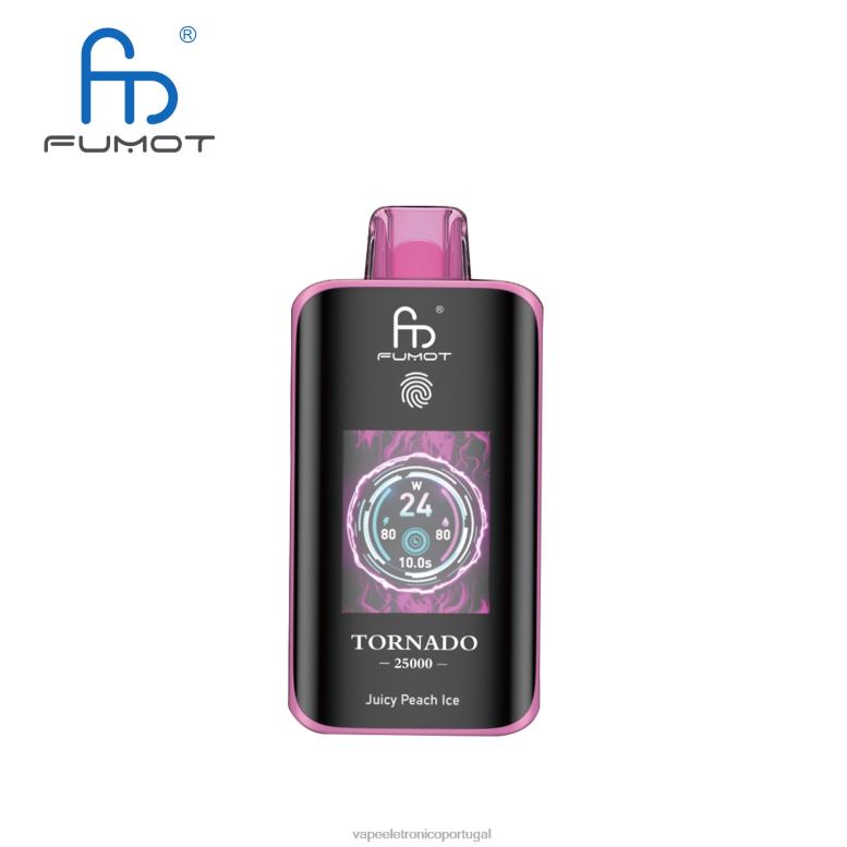 Vape Descartavel - Fumot Tornado 25.000 vapores descartáveis suculento gelo de pêssego 62X4V7