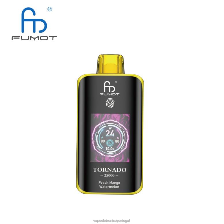 Vape Eletronico - Fumot Tornado 25.000 vapores descartáveis melancia manga pêssego 62X4V9