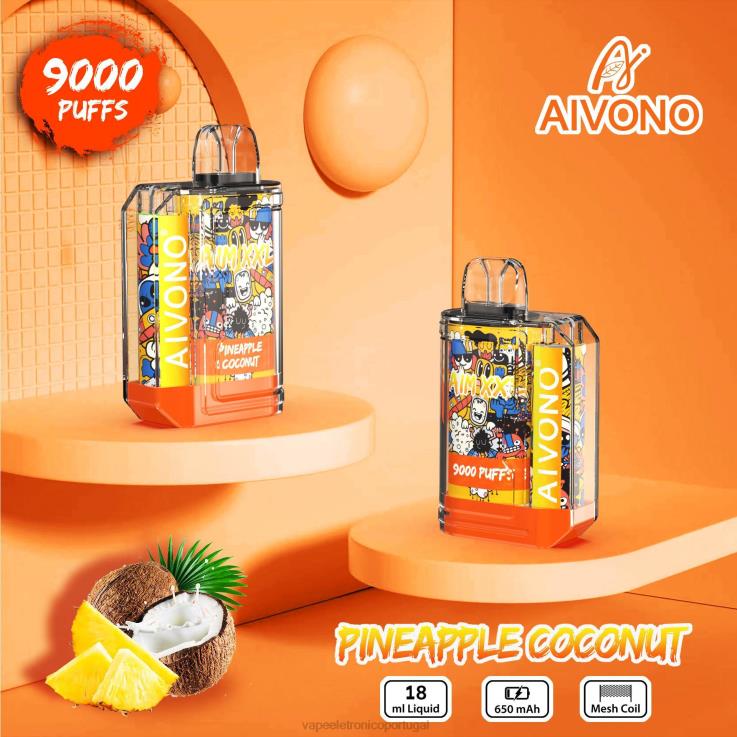 Vape Descartavel - Aivono AIM XXL Adesivo de boca 9000 transparente coco abacaxi DD0P852