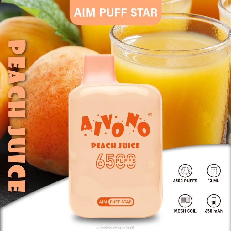 Vape Eletronico - Aivono AIM PUFF STAR 6500 suco de pêssego DD0P8289