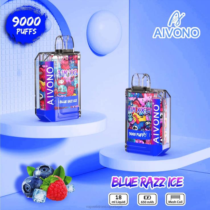 Vape Eletronico - Aivono AIM XXL Adesivo de boca 9000 transparente gelo azul DD0P854
