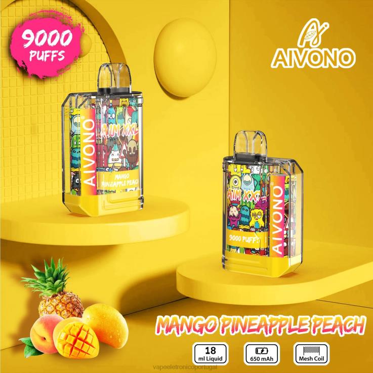 Vape Eletronico - Aivono AIM XXL Adesivo de boca 9000 transparente manga abacaxi pêssego DD0P849