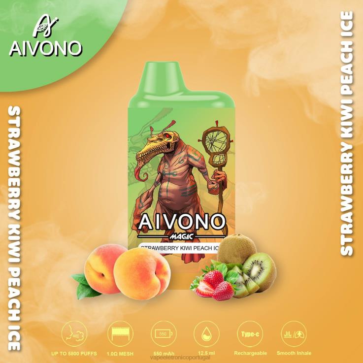 Vape Portugal - Aivono AIM MAGIC cigarro de caixa de 5800 bocas morango, kiwi, pêssego, gelo DD0P896