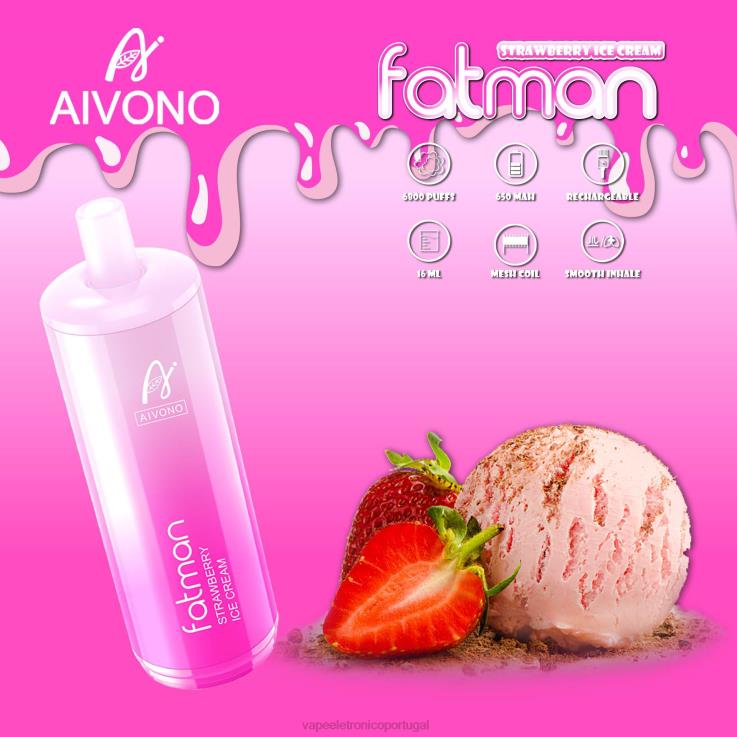 Vape Portugal - Aivono FATMAN 6800 sorvete de morango DD0P821