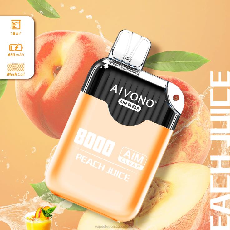 Vape Recarregável - Aivono AIM CLEAR 8.000 suco de pêssego DD0P8203