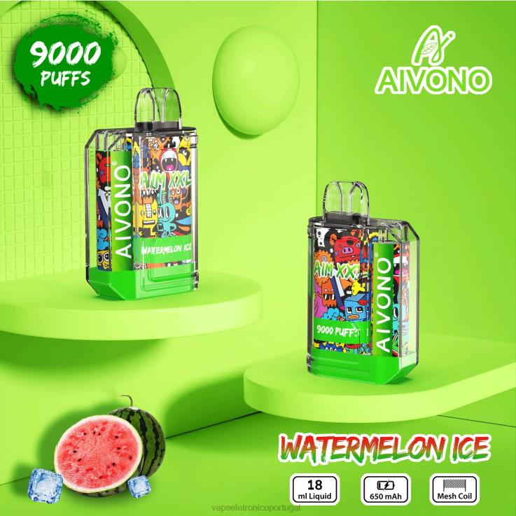 Vape Recarregável - Aivono AIM XXL Adesivo de boca 9000 transparente gelo de melancia DD0P848
