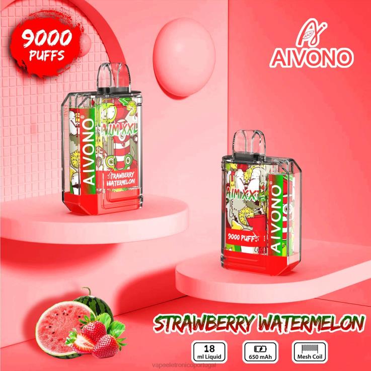 Vape Recarregável - Aivono AIM XXL Adesivo de boca 9000 transparente melancia morango DD0P853