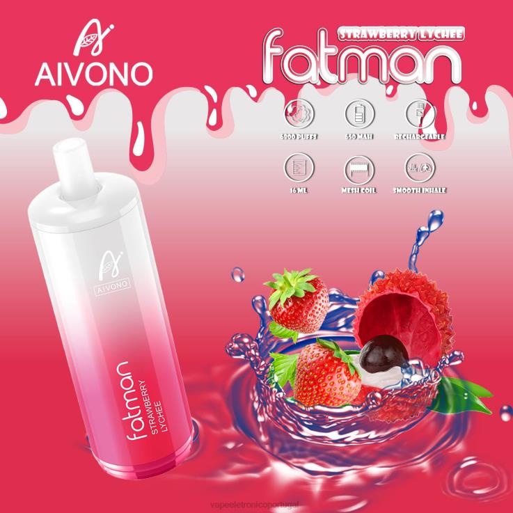 Vape Recarregável - Aivono FATMAN 6800 lichia de morango DD0P823