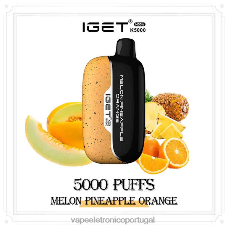 Vape Recarregável - IGET Moon k5000 melão abacaxi laranja BP42413