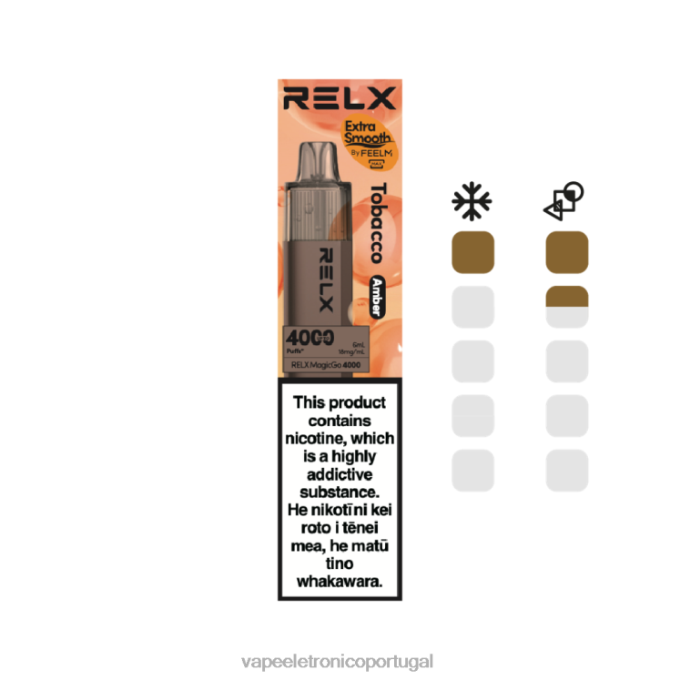 Líquidos Vape Portugal - RELX MagicGo 4000 vapores descartáveis tabaco (âmbar) 88V2Z5